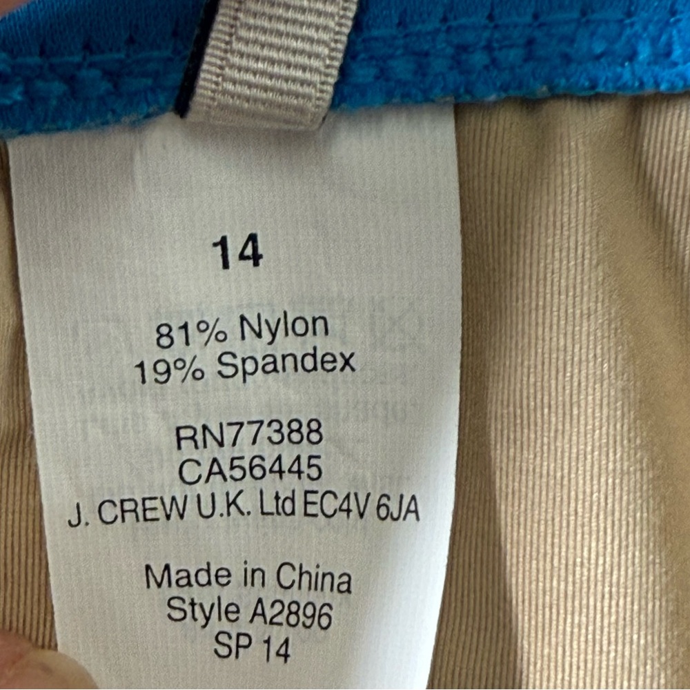 J. CREW 12 Blue Back Cut-Out  One Piece Swimsuit Women’s Size 14 - Picture 6 of 7